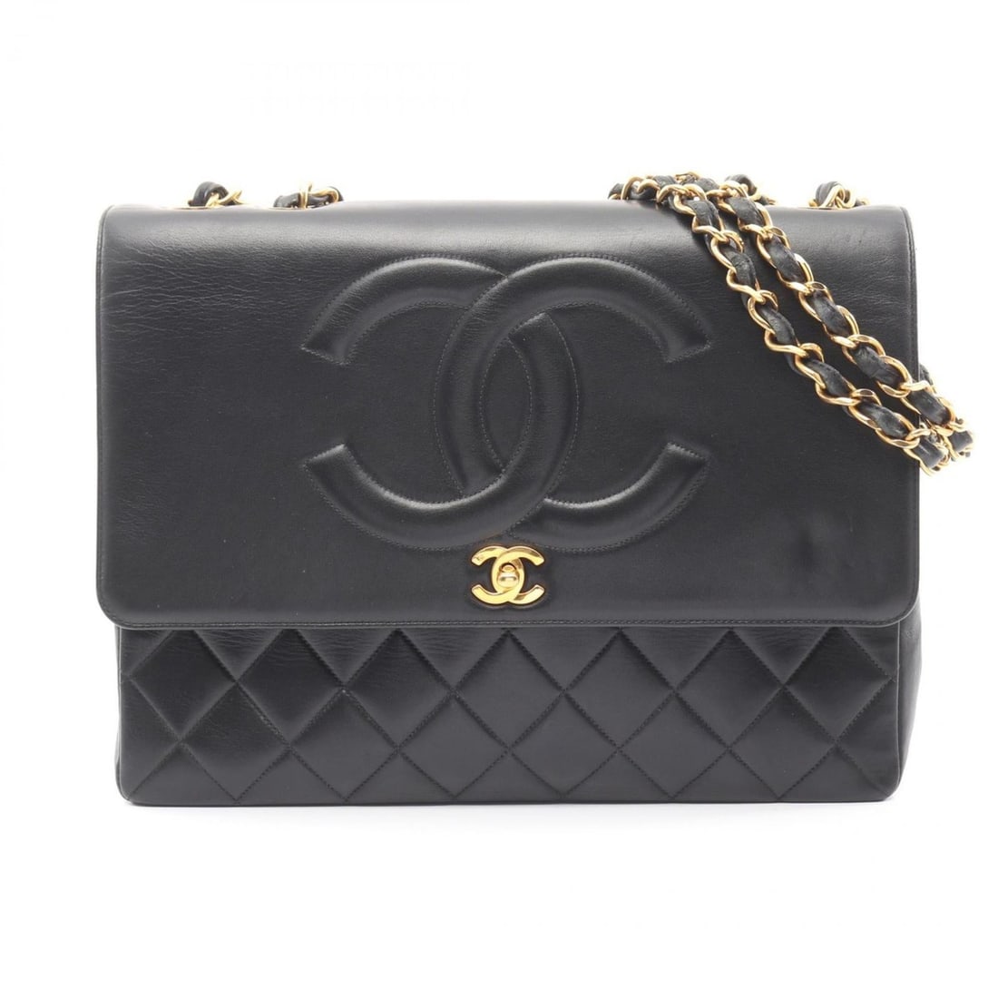 CHANEL Matelasse Large Coco Mark Shoulder Bag, Lambskin Leather, Women's, Black: --- Catalog ---Category: SizeSize (HxWxD): 25cm x 33cm x 10cm / 9.84'' x 12.99'' x 3.93''Category: DesignType: Shoulder bagColor: BlackGender: WomenMaterial: Leather Leather/Fur Type: LambskinCategory