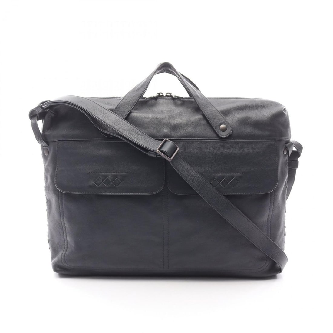 Bottega Veneta Men's Leather Briefcase Bag in Navy (1 of 15)