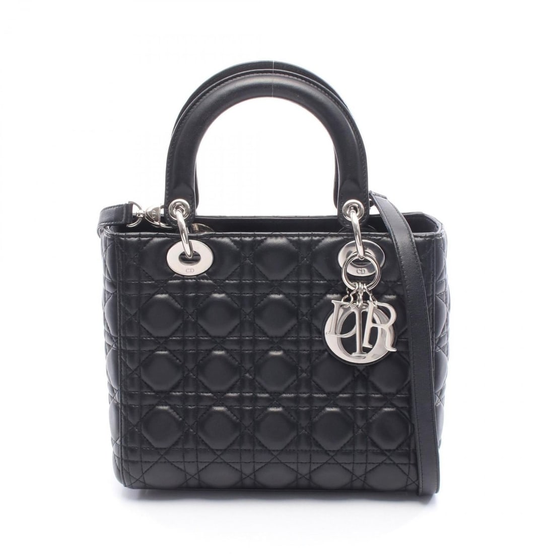 Christian Dior Dior Lady Cannage handbag, leather, women's, black (1 of 17)