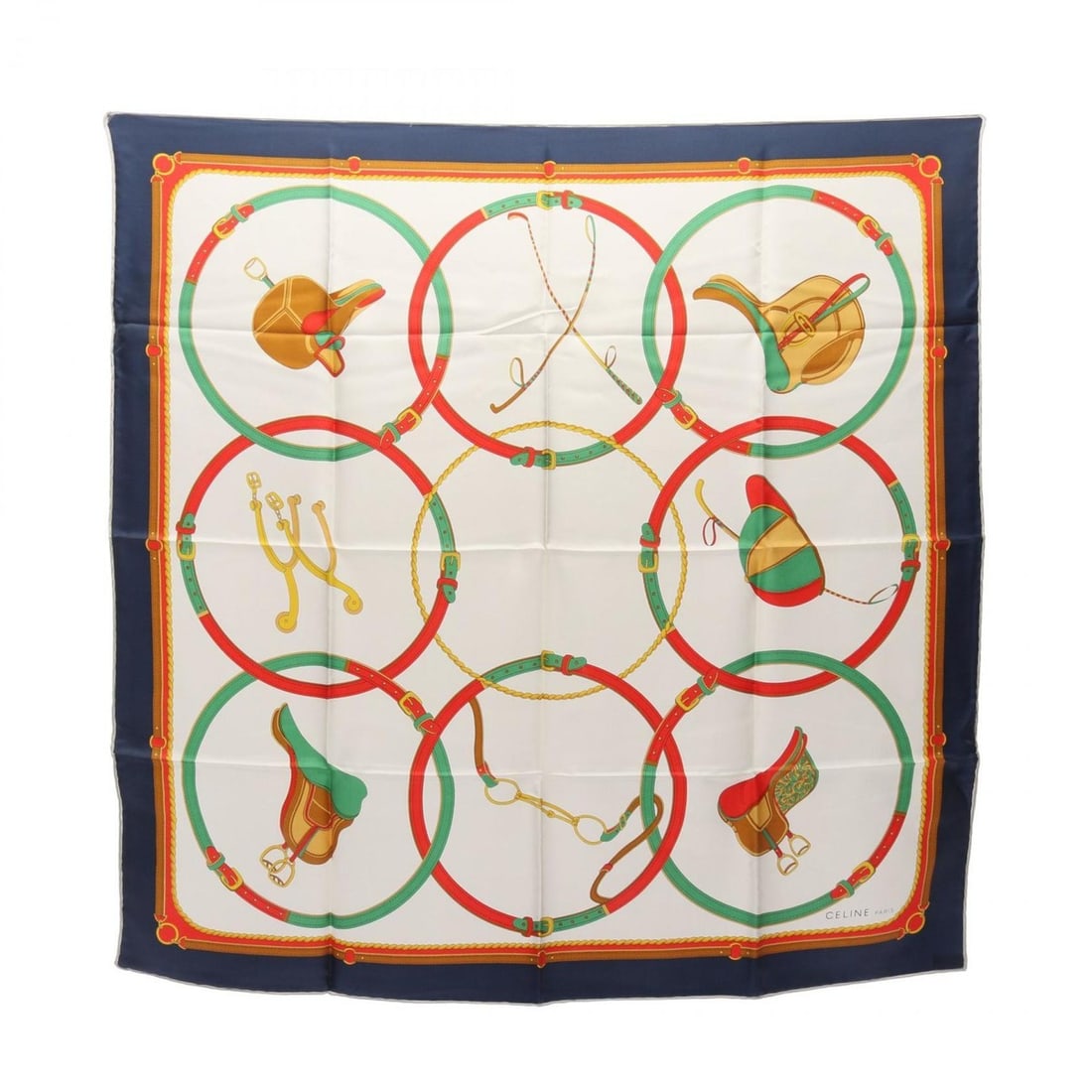 Celine Silk Scarf for Women, Navy Multicolor: --- Catalog ---Category: SizeSize (LxW): 86.5cm x 86.5cm / 34.05'' x 34.05''Category: DesignType: ScarfColor: Multi-color, NavyGender: WomenMaterial: Silk Category: GeneralBrand: Celine--- Item List -