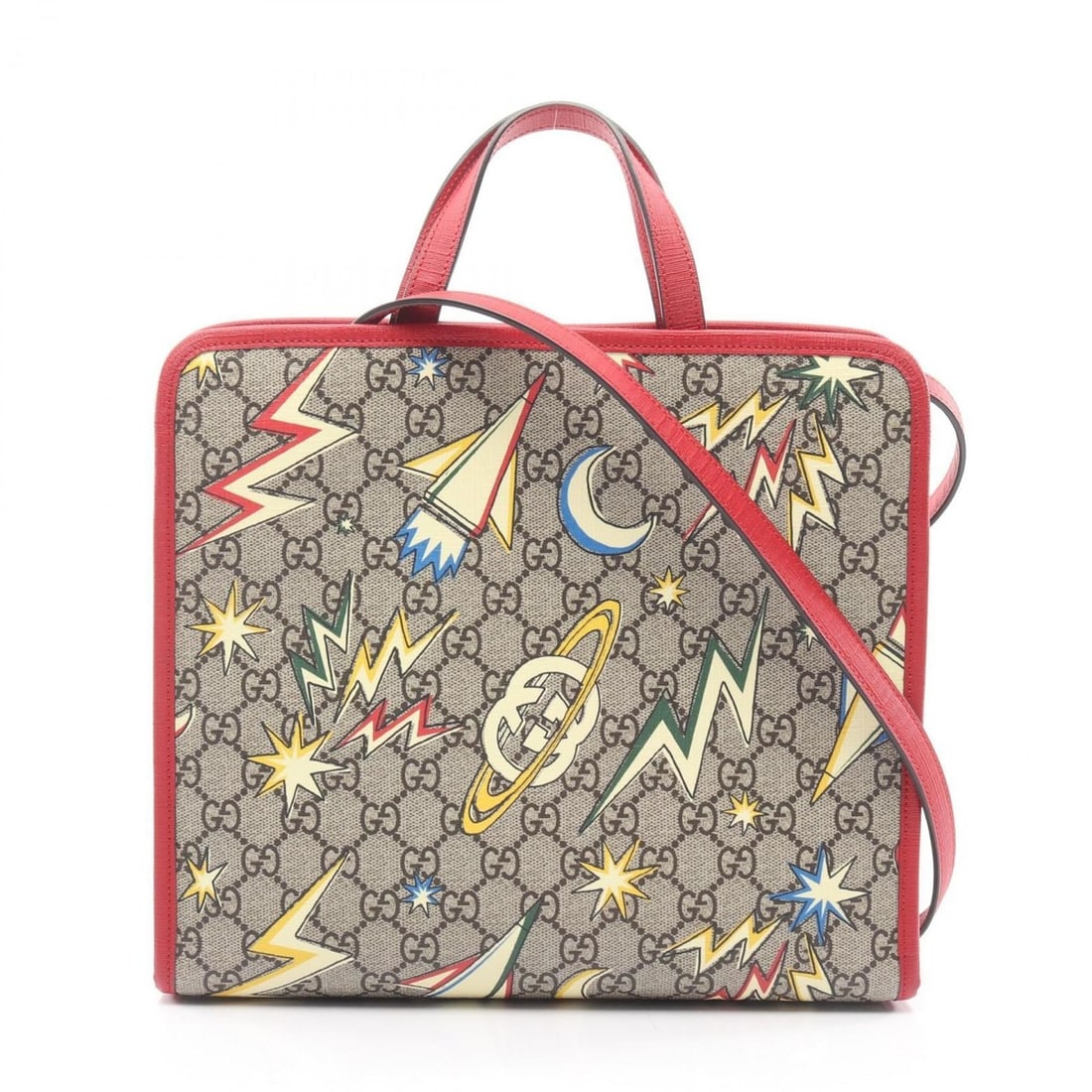 Gucci Children's GG Supreme Tote Bag, Coated Canvas and Leather, Women's, Beige, Red, Multicolor,: --- Catalog ---Category: SizeSize (HxWxD): 25cm x 28.5cm x 10cm / 9.84'' x 11.22'' x 3.93''Category: DesignType: Tote bagColor: Beige, Multi-color, Red colorGender: WomenMaterial: GG Supreme , Leather