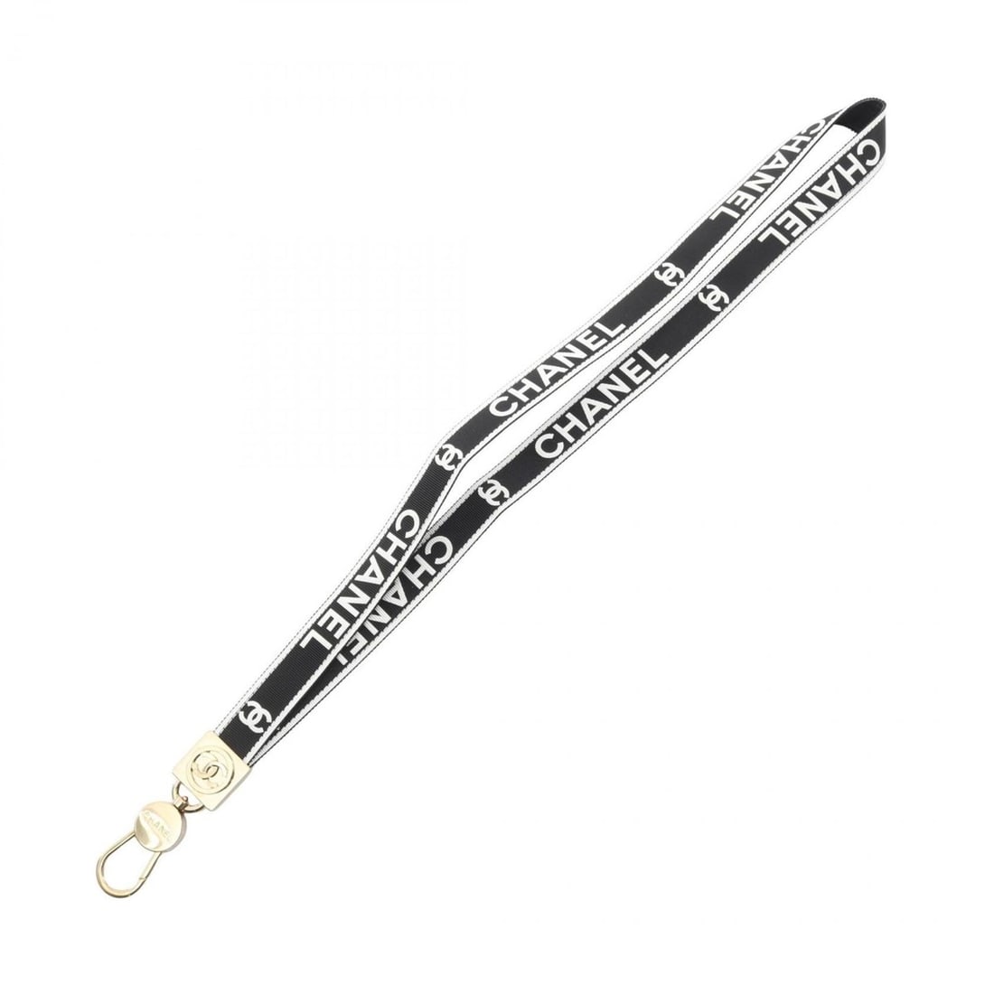 CHANEL Coco Mark Canvas GP Accessories for Women in Black, White, and Gold: --- Catalog ---Category: DesignType: Neck strapColor: Black, Gold, WhiteMaterial: Canvas, Gold platingCategory: GeneralBrand: Chanel--- Item List ---Section: ConditionRanking: Rank A Used - A few trac