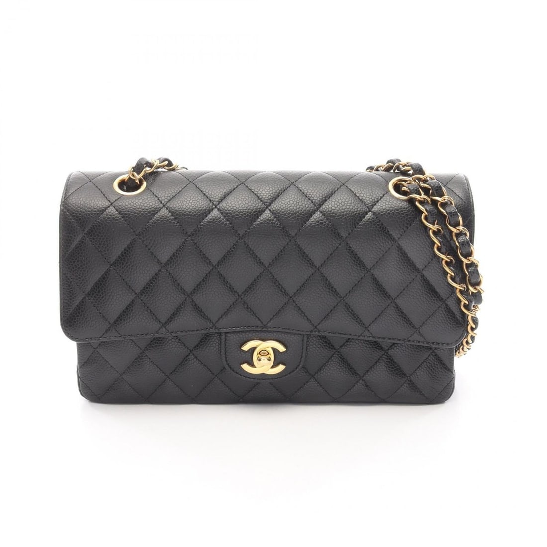 CHANEL Matelasse Double Flap Shoulder Bag in Grained Calfskin Leather, Women's, Black (1 of 11)