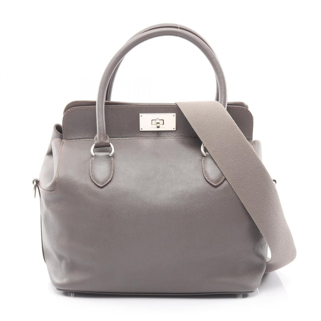 Hermes Hermès Toolbox 26 Handbag, Leather, Evercolor, Women's, Gray: --- Catalog ---Category: SizeSize (HxWxD): 28cm x 26cm x 18cm / 11.02'' x 10.23'' x 7.08''Category: DesignType: HandbagColor: Etain, GrayGender: WomenMaterial: Evercalf leather Category: GeneralBrand: