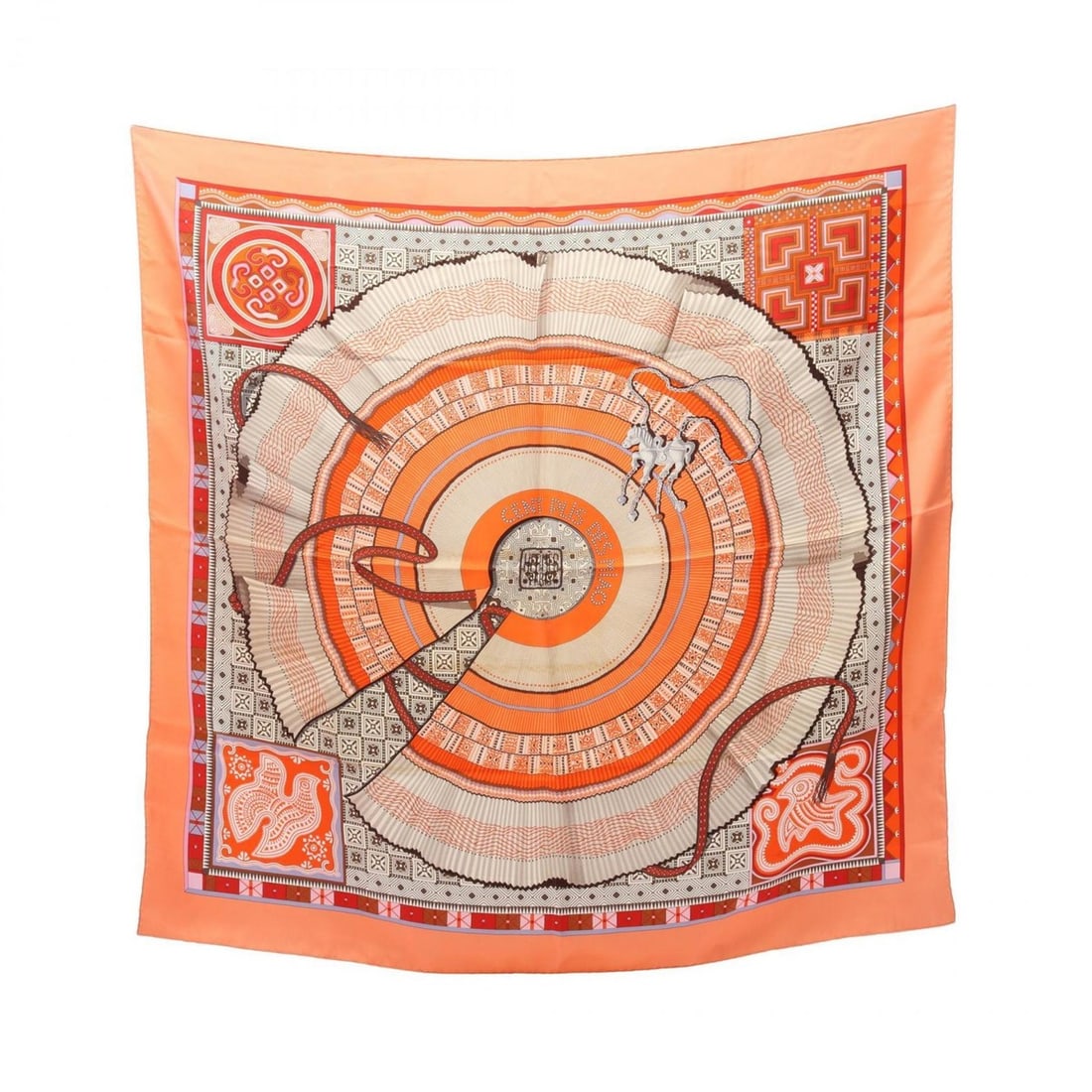 Hermes Hermès Carré 90 Cent Plais des Miao Silk Scarf for Women in Orange Multicolor: --- Catalog ---Category: SizeSize (LxW): 89cm x 89cm / 35.03'' x 35.03''Category: DesignType: ScarfColor: Multi-color, OrangeGender: WomenMaterial: Silk Category: GeneralBrand: Hermes--- Item List ---