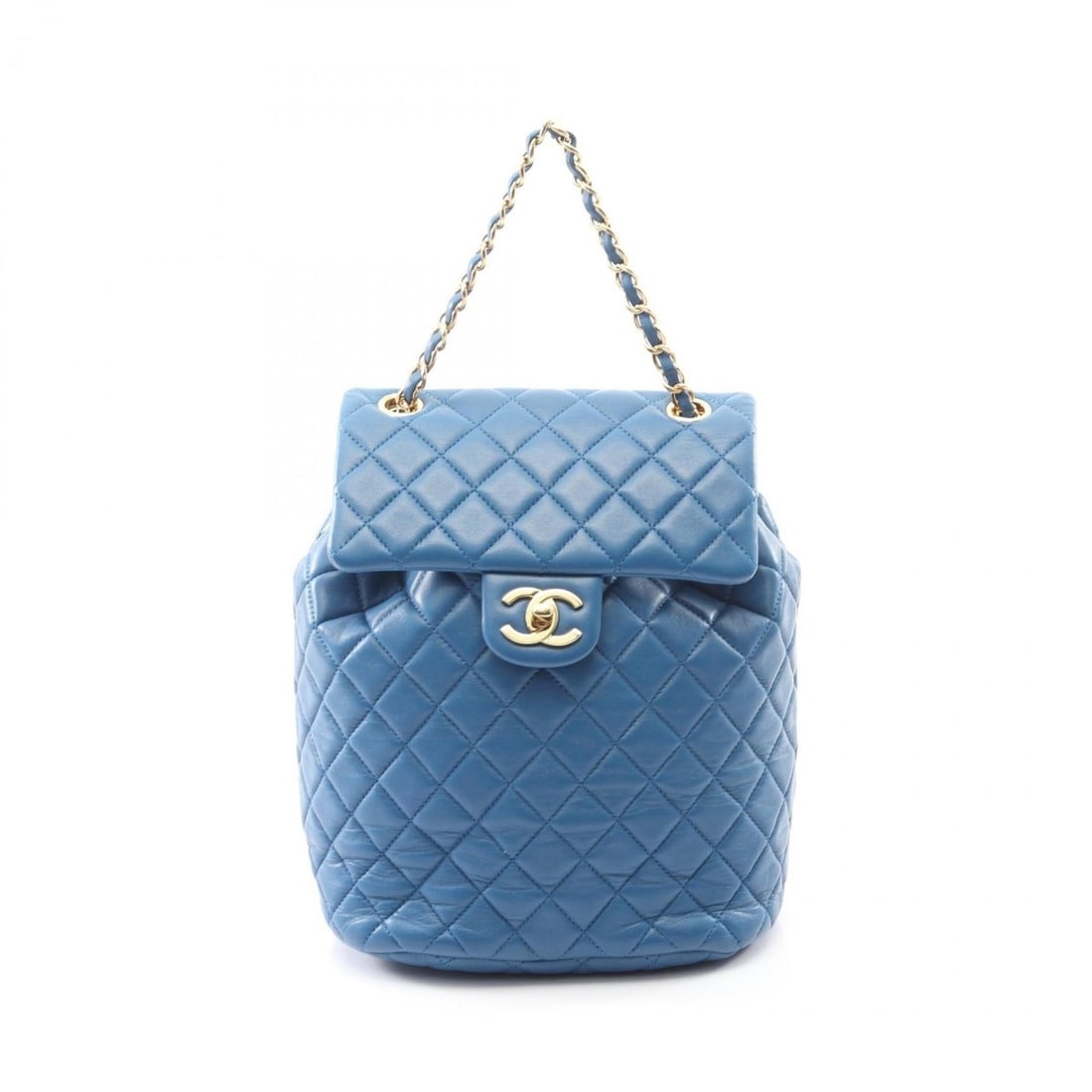 CHANEL Matelasse Backpack Bag in Lambskin Leather, Women's, Blue, A91121: --- Catalog ---Category: SizeSize (HxWxD): 23cm x 20cm x 11.5cm / 9.05'' x 7.87'' x 4.52''Category: DesignType: BackpackColor: BlueGender: WomenMaterial: Leather Hardware Color: GoldLeather/Fur Type: