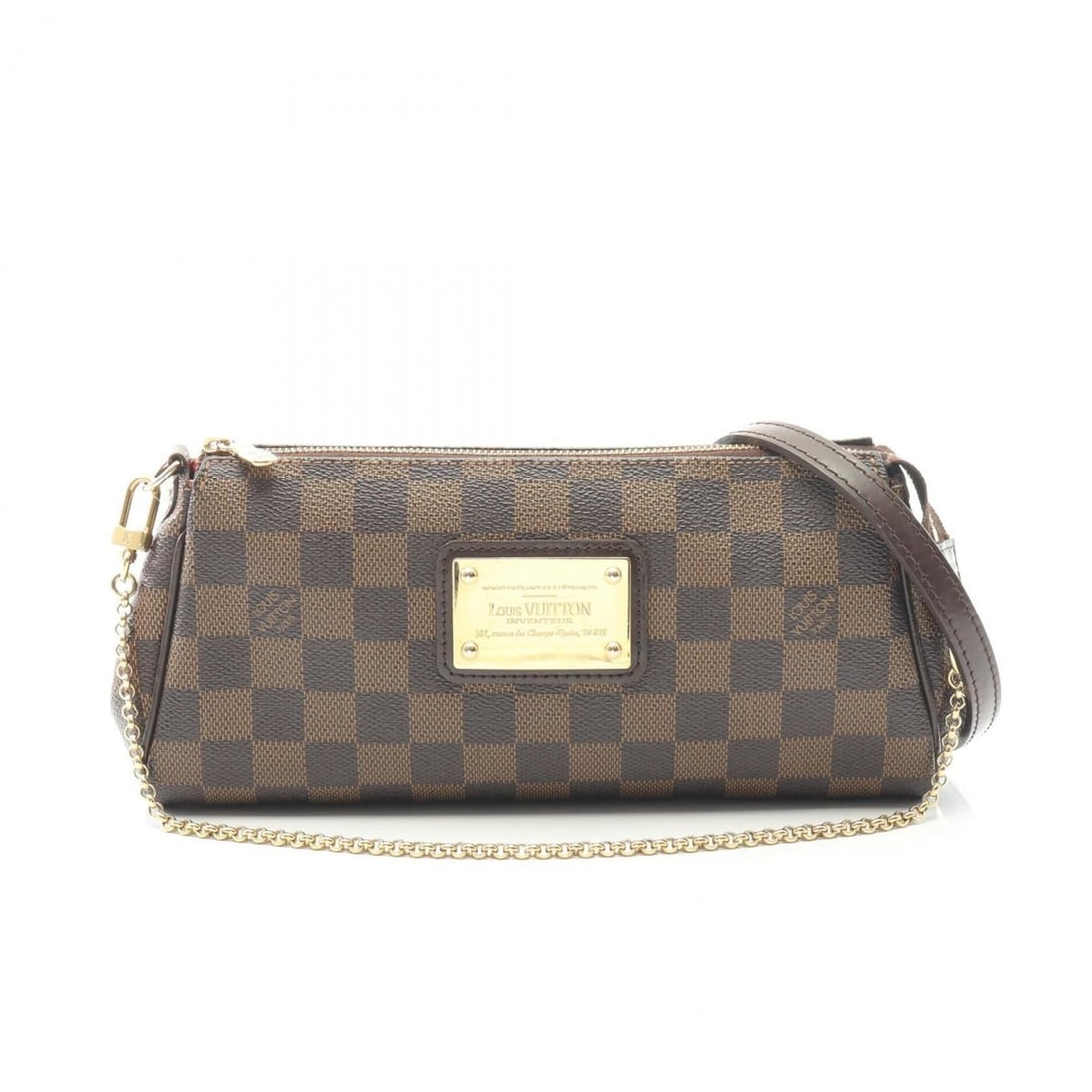 Louis Vuitton Eva Handbag, Coated Canvas and Leather with Damier Finish, Brown, N55213: --- Catalog ---Category: SizeSize (HxWxD): 12cm x 25cm x 4cm / 4.72'' x 9.84'' x 1.57''Category: DesignType: HandbagColor: Brown, EbeneGender: WomenMaterial: Coated canvas , Leather Category: GeneralM