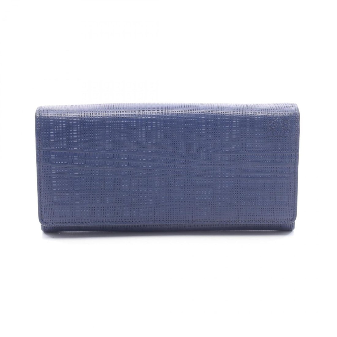 LOEWE LINEN bifold long wallet in leather, navy, for women (1 of 10)