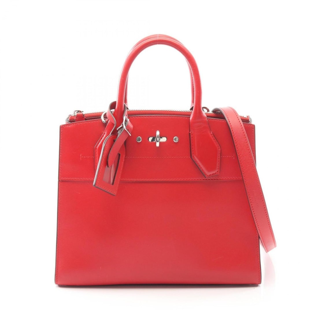Louis Vuitton City Steamer PM Handbag, Calfskin Leather, Red, M51030: --- Catalog ---Category: SizeSize (HxWxD): 22.5cm x 26cm x 13cm / 8.85'' x 10.23'' x 5.11''Category: DesignType: HandbagColor: Red color, RougeGender: WomenMaterial: Leather Leather/Fur Type: Calf lea