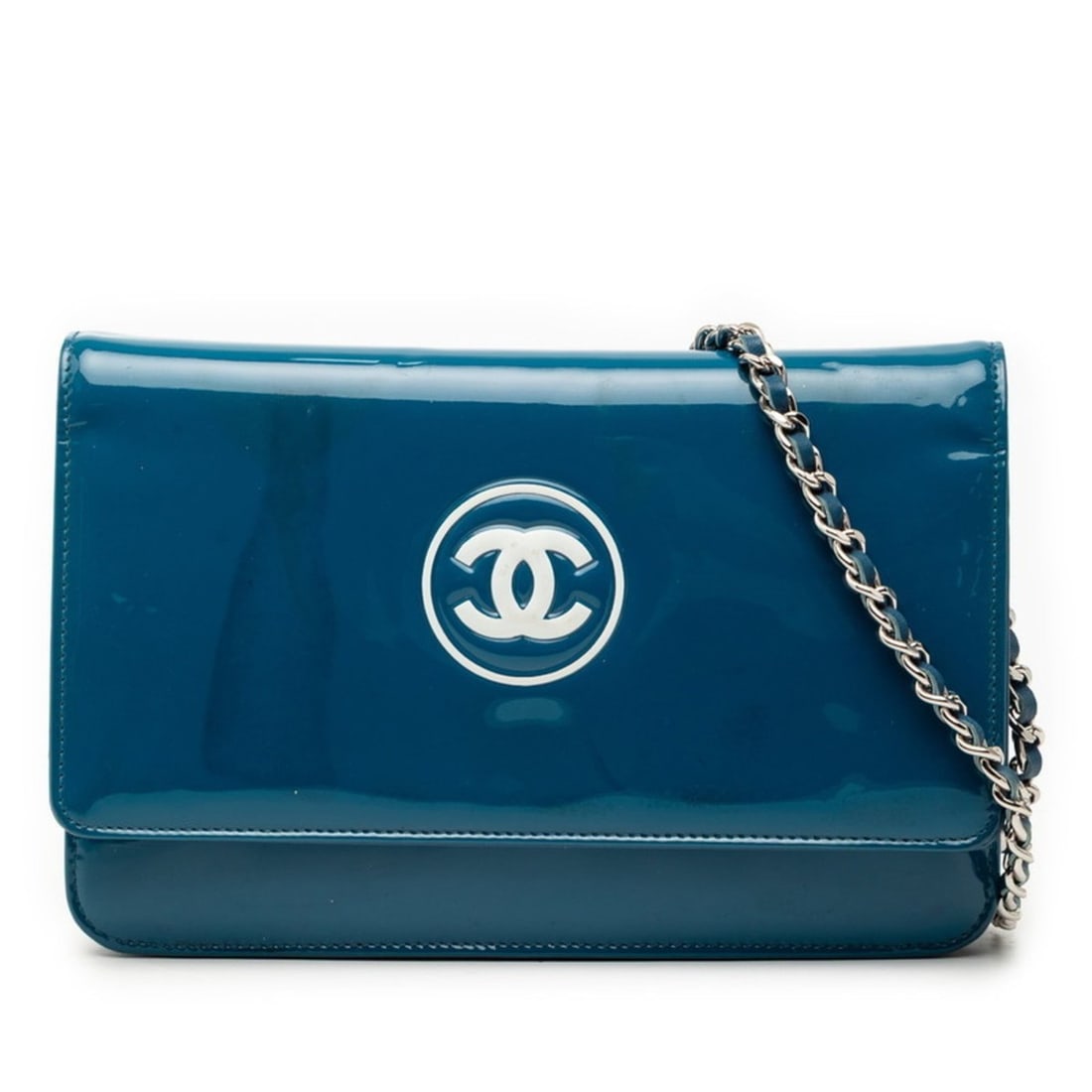 Chanel Coco Mark Chain Wallet Shoulder Bag in Blue Patent Leather for Women (1 of 11)