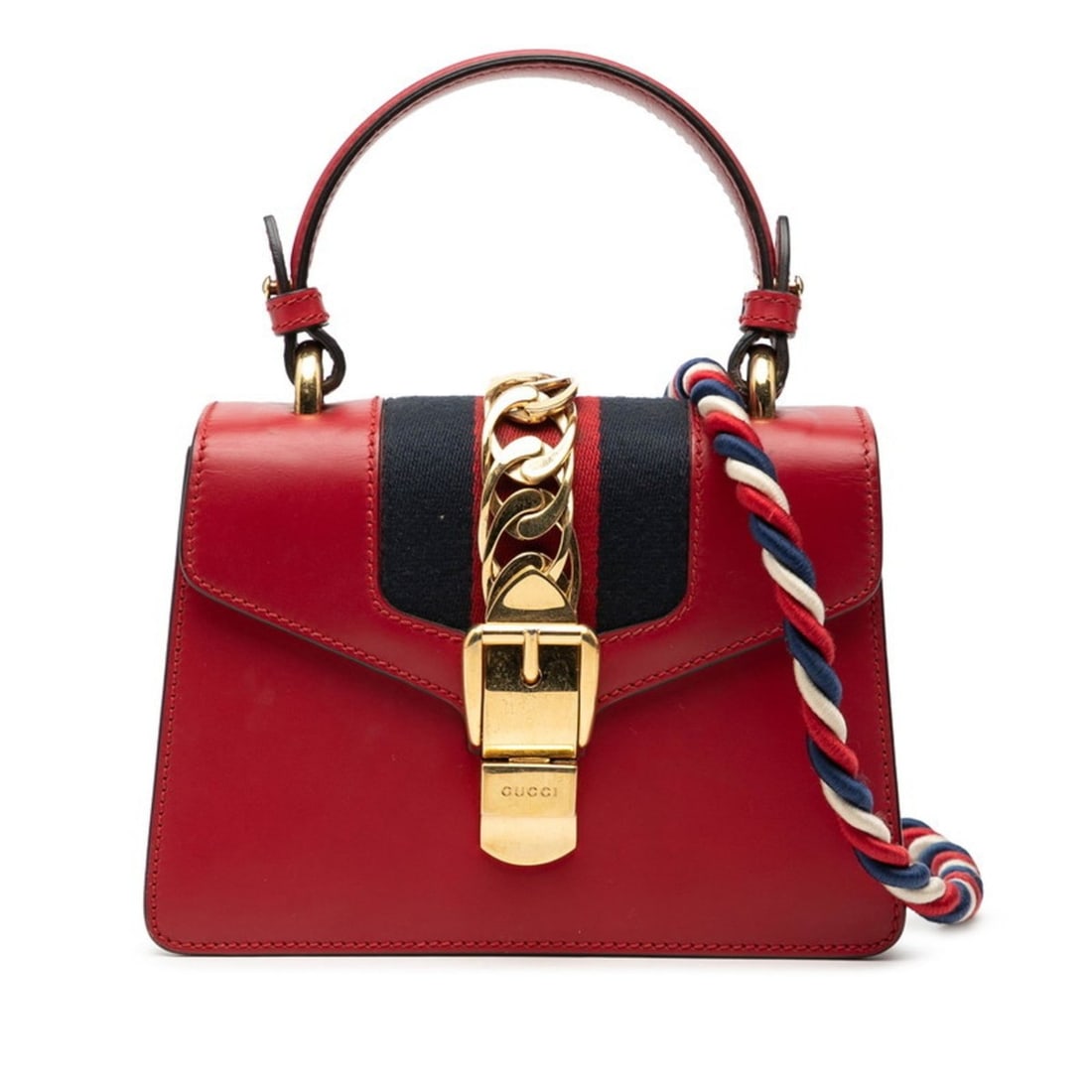 Gucci Sherry Line Sylvie Handbag/Shoulder Bag, 2-Way, 470270, Red Multicolor Leather, Women's, GUCCI (1 of 14)