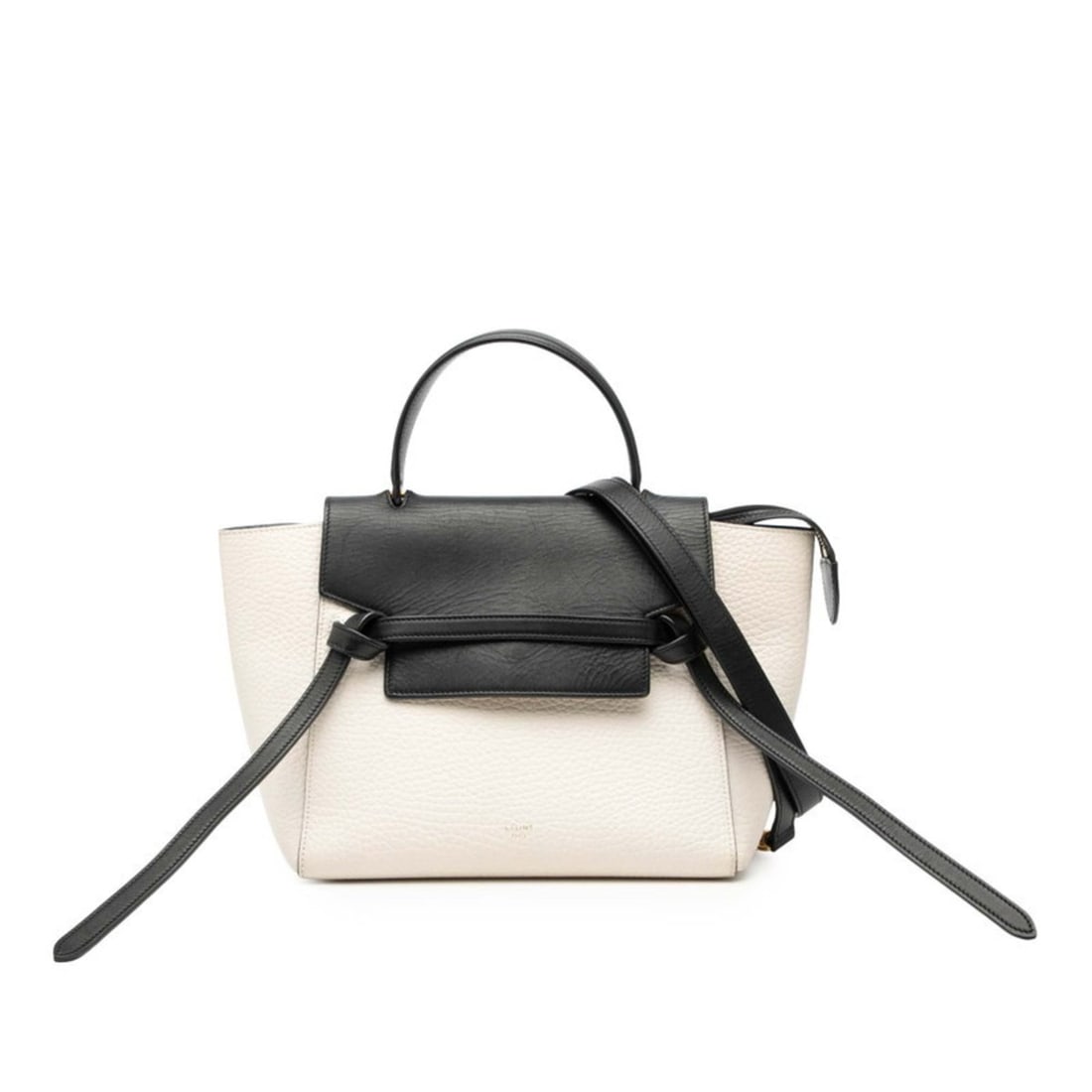 Celine belt bag, handbag, shoulder 2-way, white, black leather, women's, CELINE (1 of 8)