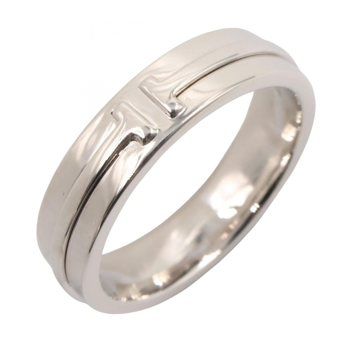 Tiffany & Co. T Two Ring, 18K White Gold, Men's and Women's, Silver: --- Catalog ---Category: SizeJP Size: 20.5US Size: 10Category: DesignType: Band ringColor: SilverGender: Men,WomenMaterial: White gold (18K)Category: GeneralBrand: Tiffany--- Item List ---Section: Con