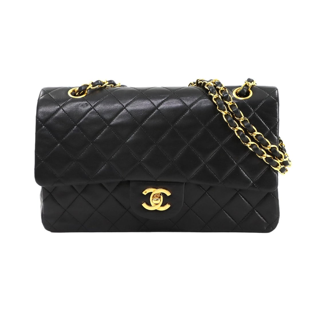CHANEL Matelasse 25 Chain Shoulder Bag in Black Lambskin with Gold Hardware (A01112) (1 of 9)