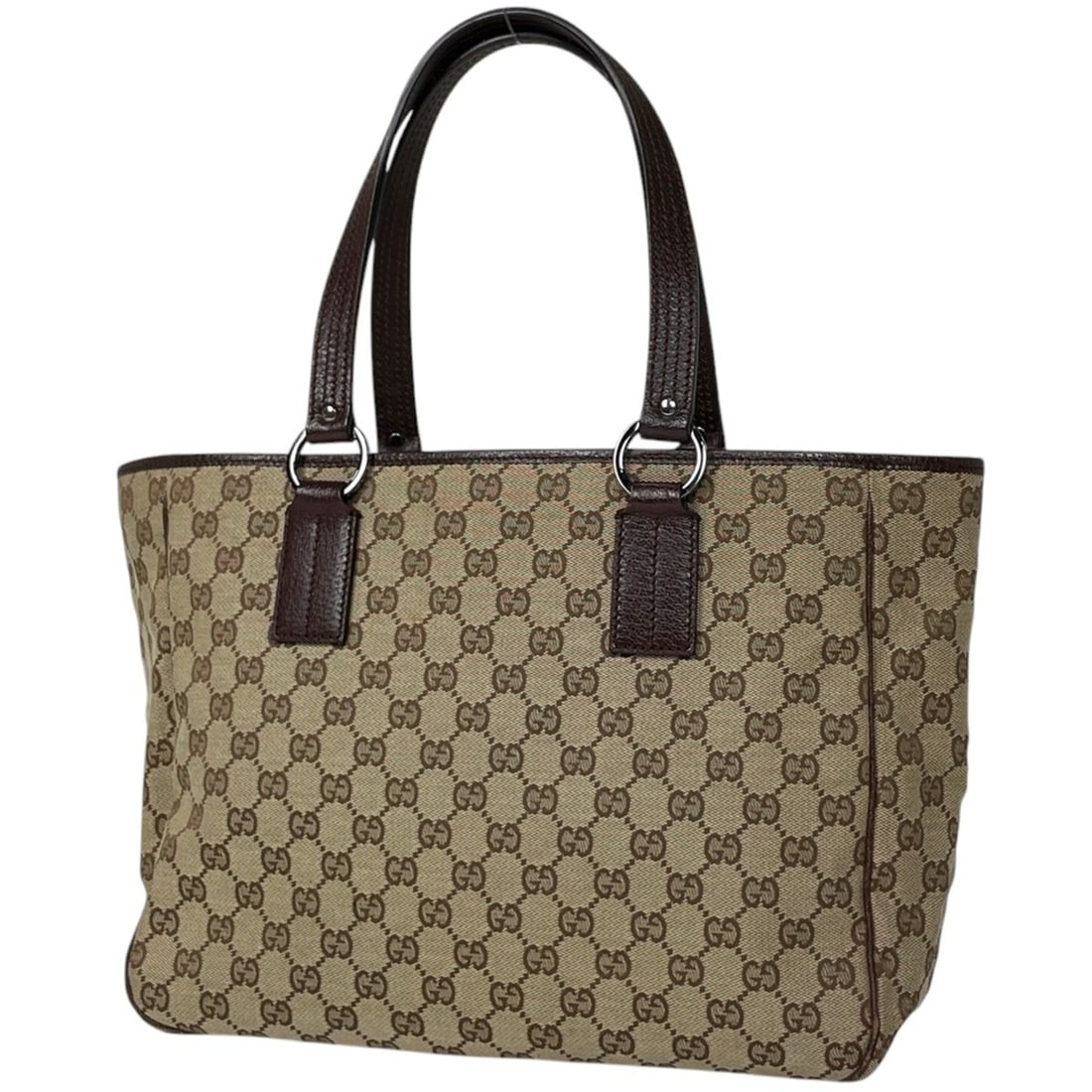 Gucci GG Print Tote Bag, Handbag, Canvas, Brown, 113017, Women's (1 of 10)
