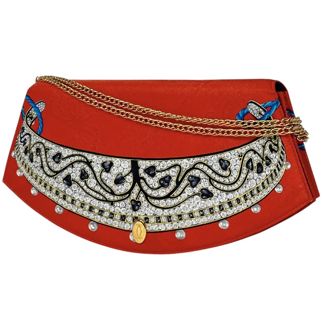 Cartier logo handbag, 2-way clutch bag, fabric, red, multicolor, women's: --- Catalog ---Category: SizeSize (HxWxD): 16cm x 30cm x 4cm / 6.29'' x 11.81'' x 1.57''Category: DesignType: Clutch bag, HandbagColor: Multi-color, Red colorGender: WomenMaterial: Fabric Category: Ge