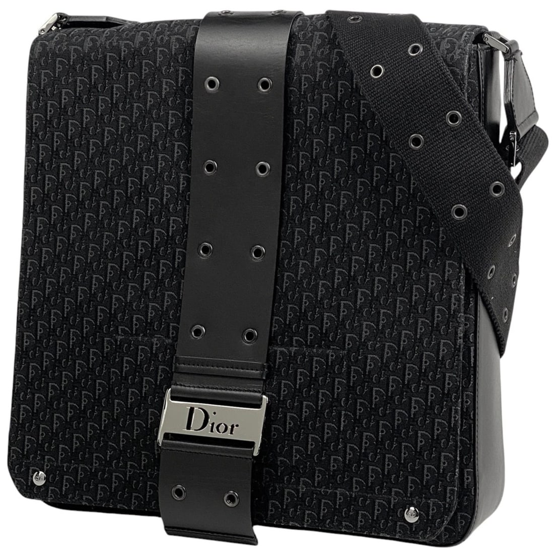 Christian Dior Trotter Print Shoulder Bag with Logo, Street Chic, Canvas, Black, Women's: --- Catalog ---Category: SizeSize (HxWxD): 30cm x 29cm x 7cm / 11.81'' x 11.41'' x 2.75''Category: DesignType: Shoulder bagColor: BlackGender: WomenMaterial: Canvas , Leather Category: GeneralBrand: C