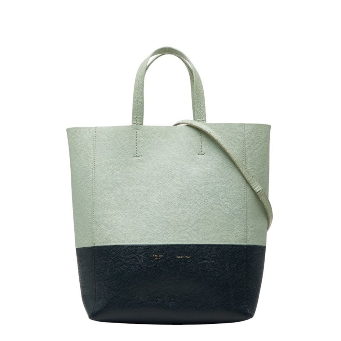 Celine Vertical Cabas Shoulder Bag/Tote Bag, Navy/Green Leather, Women's, CELINE: --- Catalog ---Category: SizeStrap Drop: 40cm / 15.74''Handle Drop: 11.00cm / 4.33''Size (HxWxD): 28cm x 31cm x 10cm / 11.02'' x 12.2'' x 3.93''Category: DesignType: Shoulder bag, Tote bagColor: Green