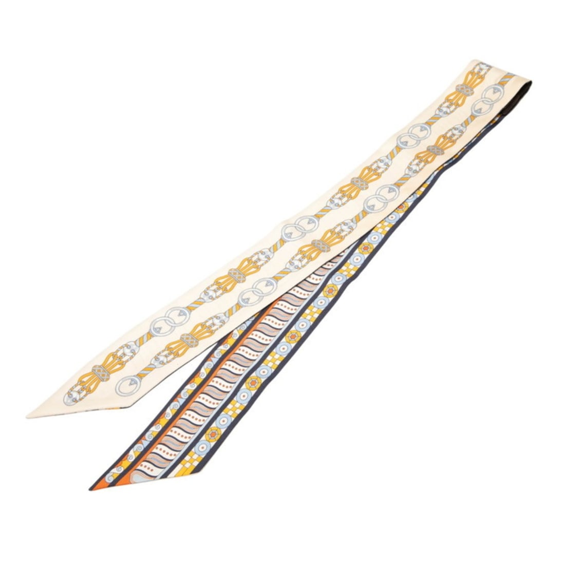 Hermes Hermès Twilly "Harnais en Rosace" Harness Rose Window Scarf/Muffler in Beige and Multicolor (1 of 16)