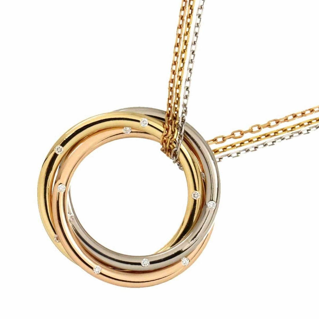 Cartier Trinity Diamond Necklace, 45cm, 18K Yellow Gold, White and PG 750, Three-Color (1 of 13)