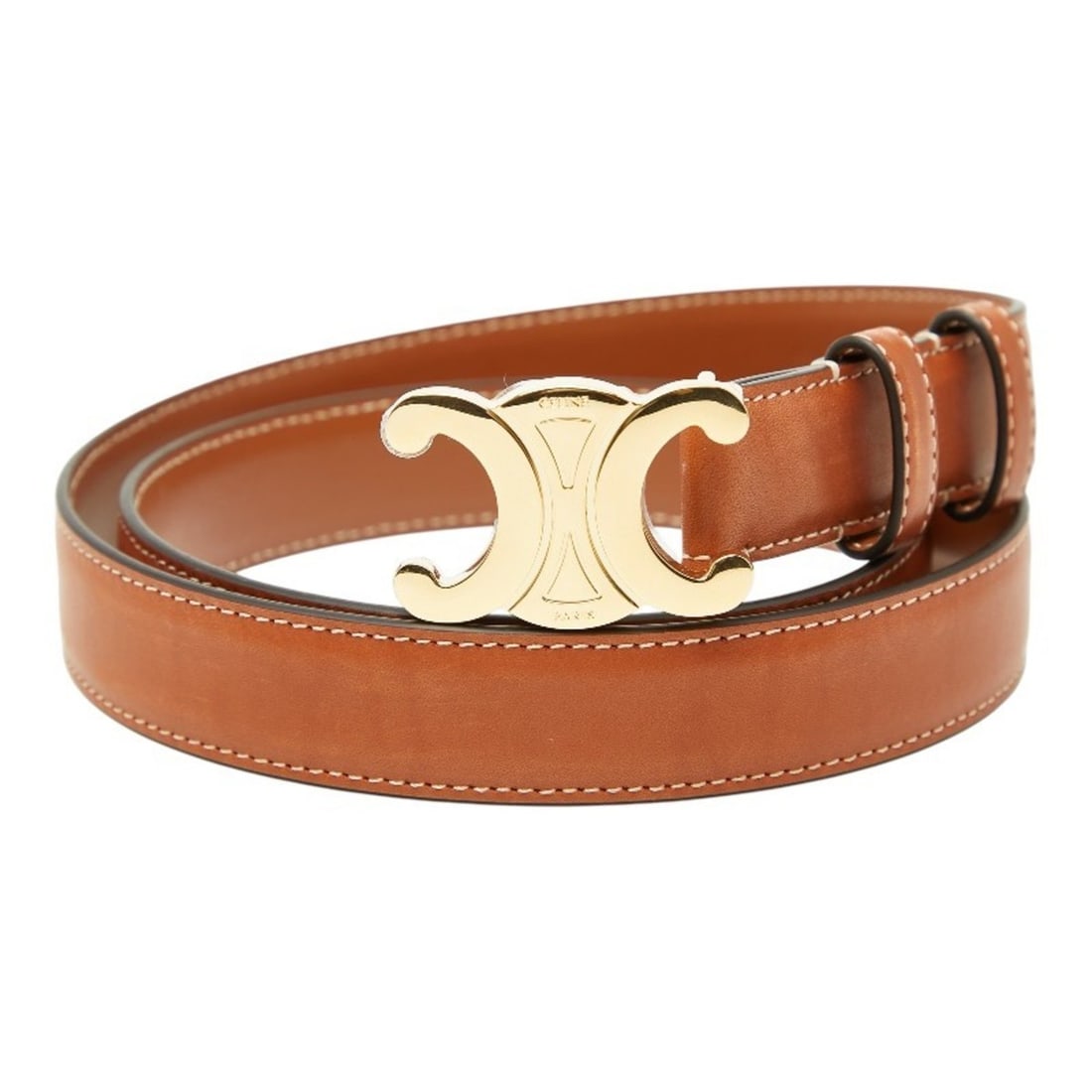 Celine Triomphe Belt, Size 85, Brown Leather, Women's, CELINE: --- Catalog ---Category: SizeWidth: 2.5cm / 0.98''Length: 80cm - 90cm / 31.49'' - 35.43''Category: DesignType: Standard beltColor: BrownGender: WomenMaterial (Strap): Leather Number of Belt Holes: 5Ca
