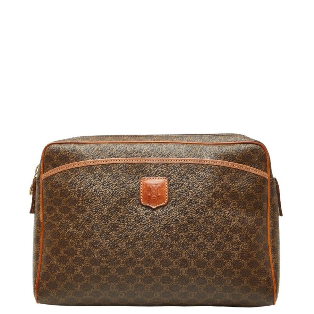 Celine Macadam clutch bag/second bag in brown leather for women.: --- Catalog ---Category: SizeSize (HxWxD): 20cm x 23cm x 7cm / 7.87'' x 9.05'' x 2.75''Category: DesignType: Clutch bagColor: BrownGender: WomenClosure: ZipperMaterial: PVC , Leather Category: General