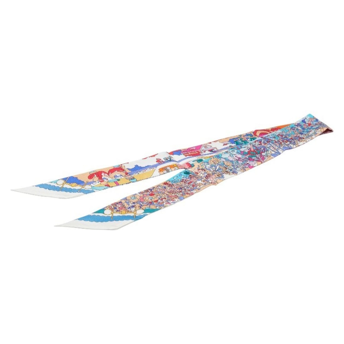 Hermes Hermès Twilly Pony Pit Stop Scarf/Muffler in Light Blue Multicolor for Women: --- Catalog ---Category: SizeSize (LxW): 5cm x 91cm / 1.96'' x 35.82''Category: DesignType: ScarfColor: Light blue, Multi-colorGender: WomenCategory: GeneralLine: TwillyBrand: Hermes--- Item List ---S