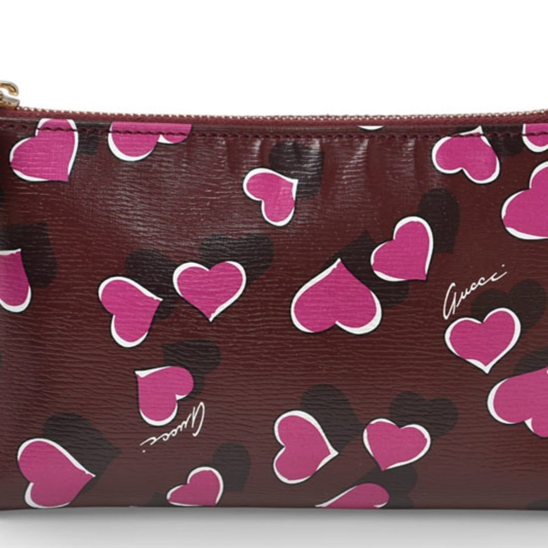 Gucci Pouch GUCCI Bamboo Heart Motif Bordeaux Pink 338815: --- Catalog ---Category: SizeSize (HxWxD): 10.5cm x 18cm x 2cm / 4.13'' x 7.08'' x 0.78''Category: DesignType: PouchColor: Bordeaux, PinkStyle: CasualGender: WomenClosure: ZipperMaterial: Leather Cate
