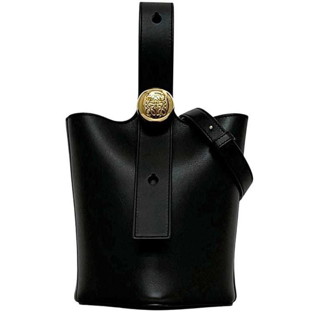 LOEWE 2-way Pebble Bucket Mini f-24885 Black AANBBBMX01 Bag in Smooth Calf Leather (062410) Handbag: --- Catalog ---Category: SizeSize (HxWxD): 19.5cm x 16cm x 16cm / 7.67'' x 6.29'' x 6.29''Category: DesignType: Handbag, Shoulder bagColor: BlackGender: WomenMaterial: Leather Category: GeneralMPN: AA