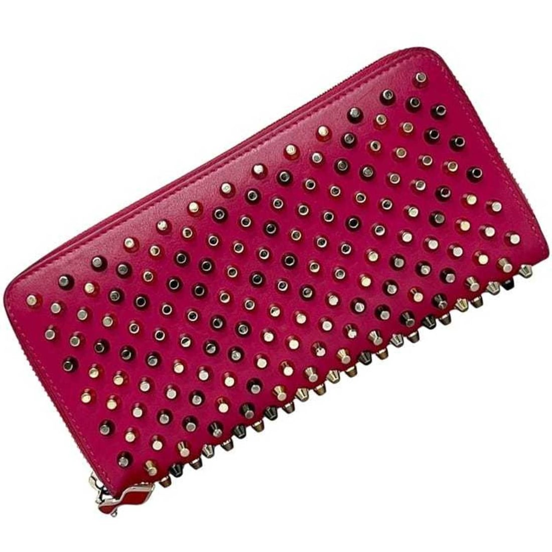Christian Louboutin Round Long Wallet ec-24984 Pink Panettone 1175161 Leather with Studs for Men and: --- Catalog ---Category: SizeSize (HxWxD): 10cm x 19.3cm x 3.3cm / 3.93'' x 7.59'' x 1.29''Category: DesignType: Long wallet (bi-fold)Color: PinkGender: Men,WomenMaterial: Leather Category: GeneralMPN