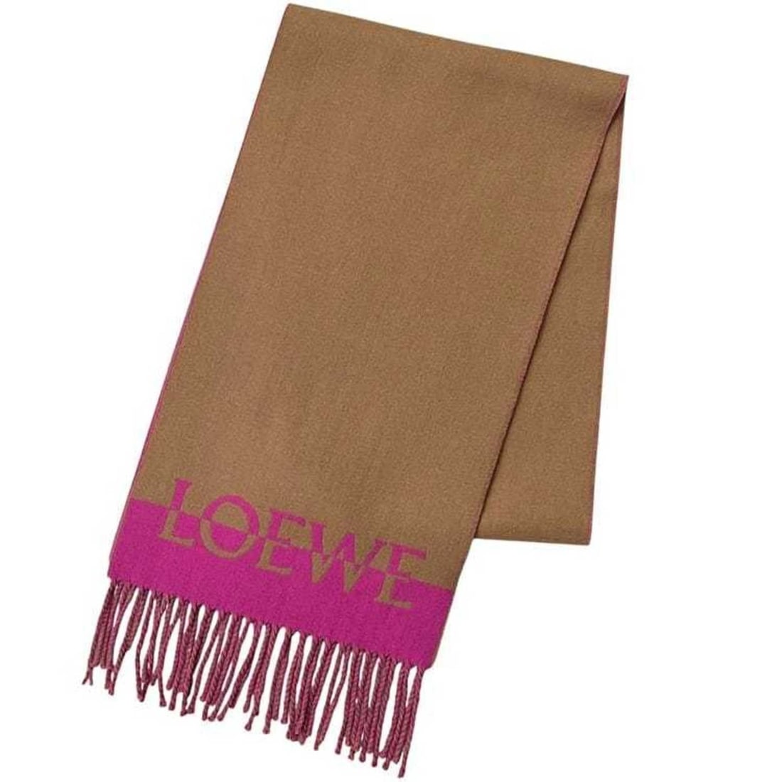 Loewe Scarf ec-24972 Brown Pink 90% Wool 10% Cashmere Long Two-Tone Design for Men and Women (1 of 20)