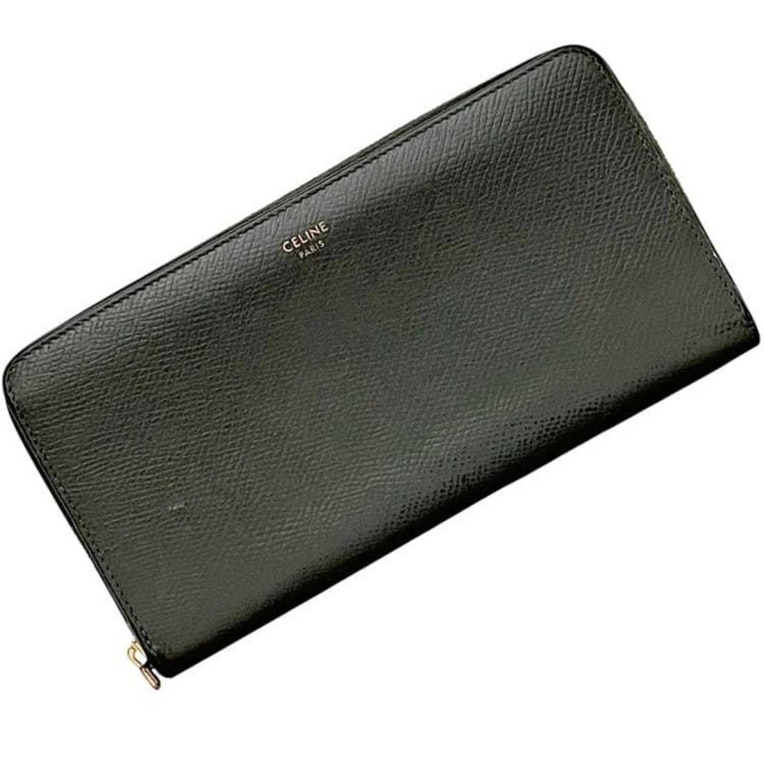Celine Round Long Wallet ec-24980 Gray Leather S-ML-4199 CELINE Grained Men's Women's: --- Catalog ---Category: SizeSize (HxWxD): 10cm x 19cm x 2.3cm / 3.93'' x 7.48'' x 0.9''Category: DesignType: Long wallet (bi-fold)Color: GrayGender: Men,WomenMaterial: Leather Category: GeneralBrand: