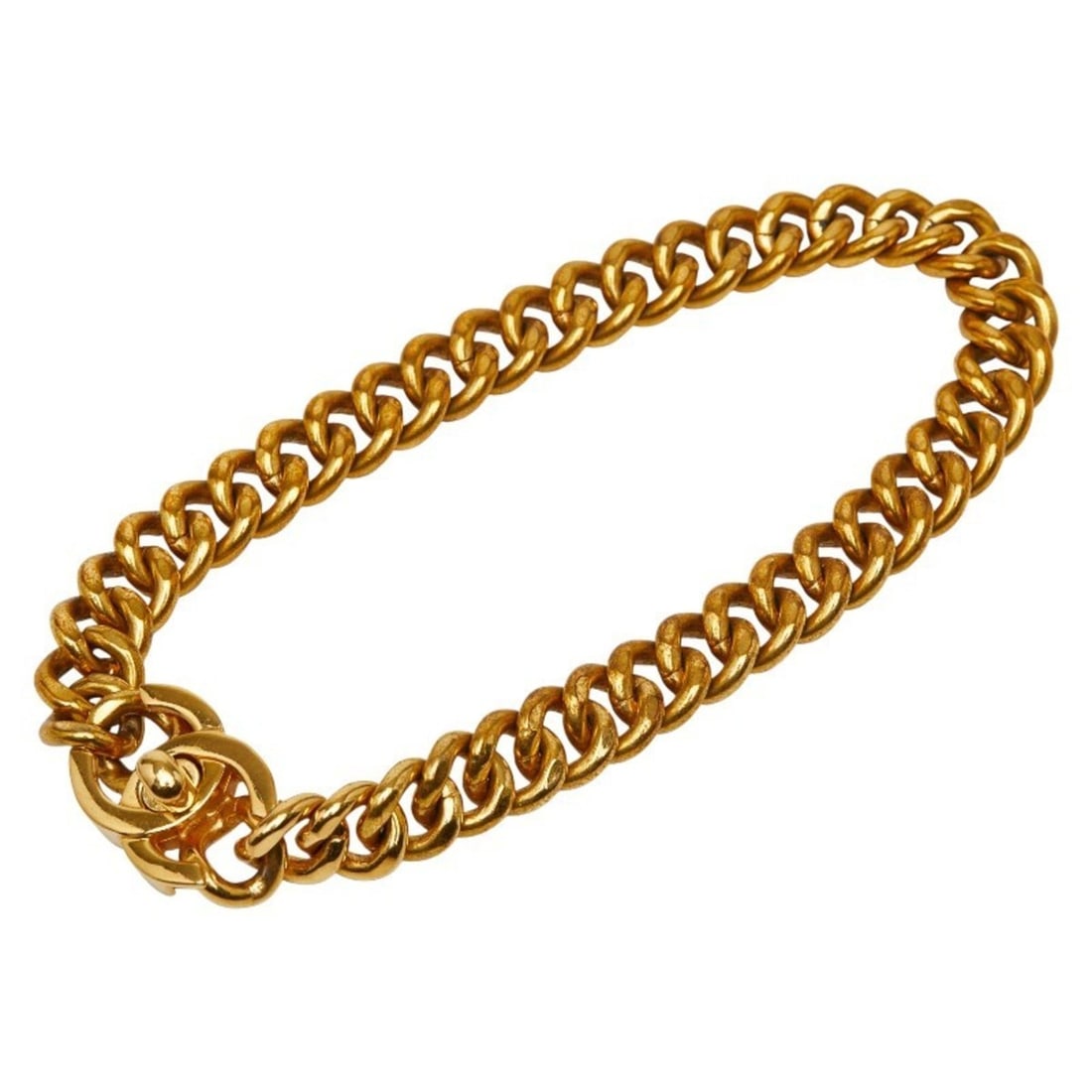 Chanel Coco Mark Turnlock Chain Necklace, Gold Plated, Women's (1 of 13)