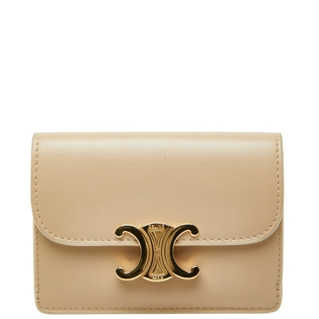 Celine Triomphe Business Card Case/Card Case/Pass Case in Beige Leather for Women (1 of 20)