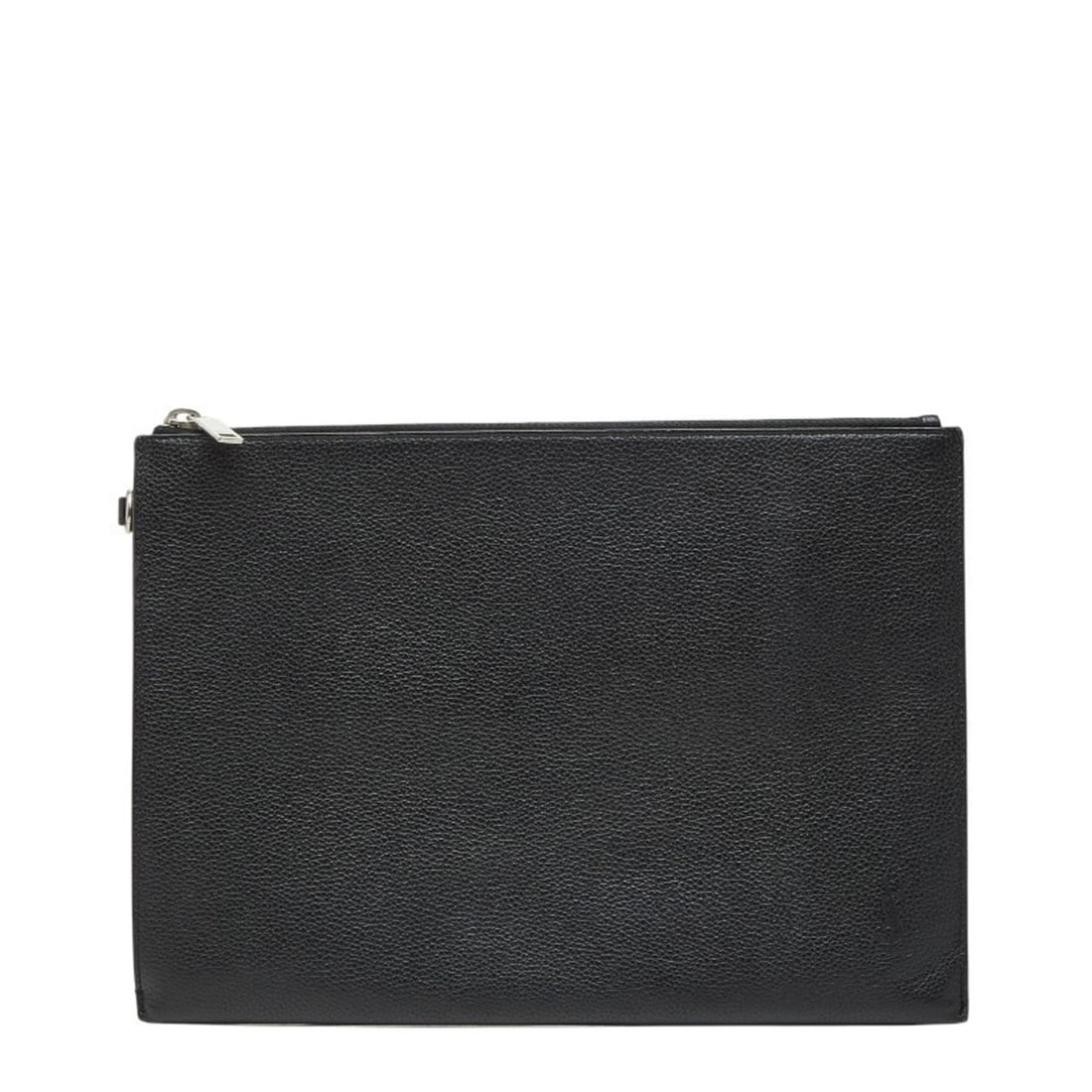 Saint Laurent YSL logo clutch bag in black leather for women.: --- Catalog ---Category: SizeSize (HxWxD): 21cm x 29cm x 1cm / 8.26'' x 11.41'' x 0.39''Category: DesignType: Clutch bagColor: BlackGender: WomenClosure: ZipperMaterial: Leather Inner Pocket: Open poc