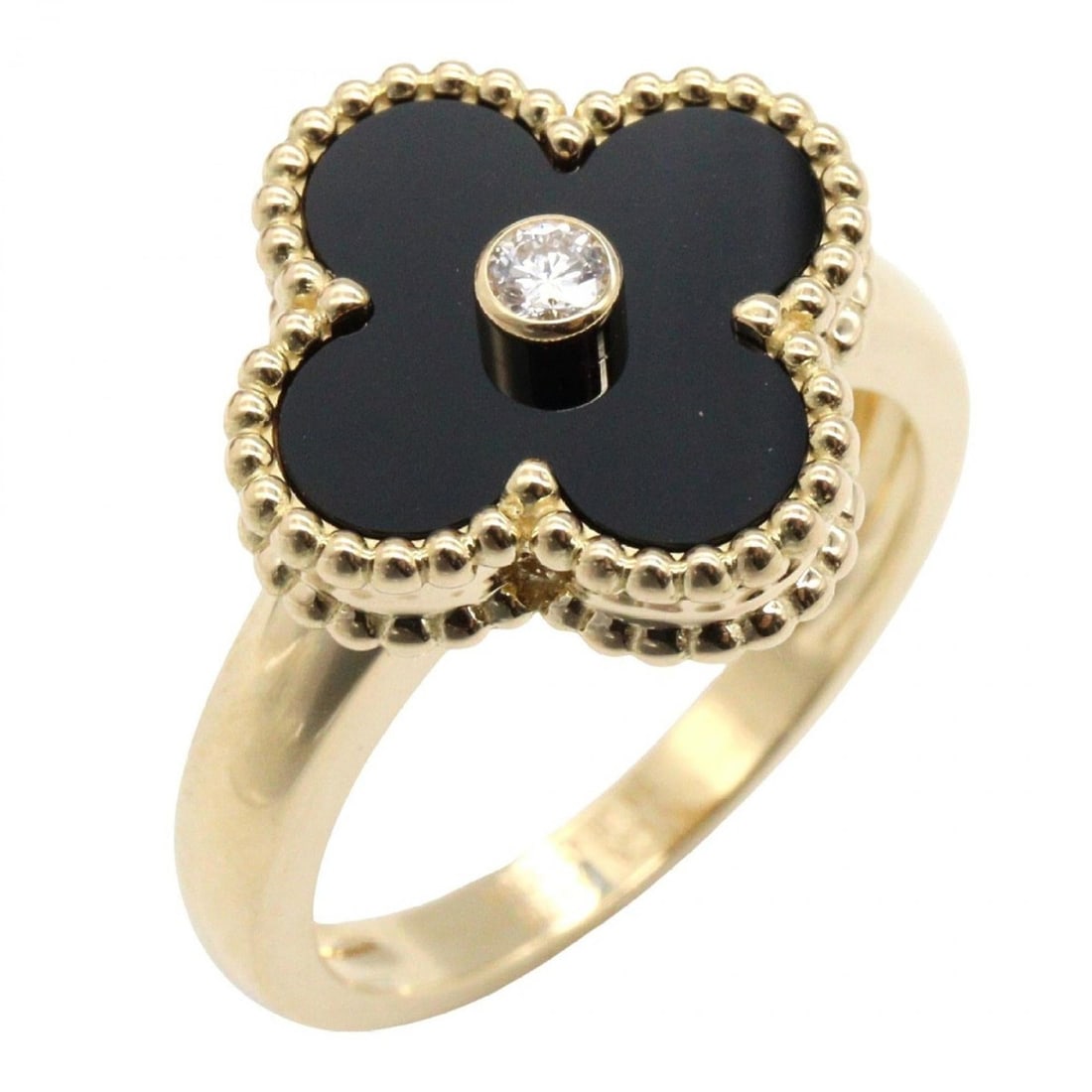 Van Cleef & Arpels Vintage Alhambra Onyx 1-Piece Ring, 18K Yellow Gold with Diamonds and Onyx,: --- Catalog ---Category: SizeJP Size: 13US Size: 6.5Category: DesignType: Band ringGender: WomenMaterial: Yellow gold (18K)Category: GeneralMPN: VCARA41000Brand: Van Cleef & Arpels--- Item List ---Sec