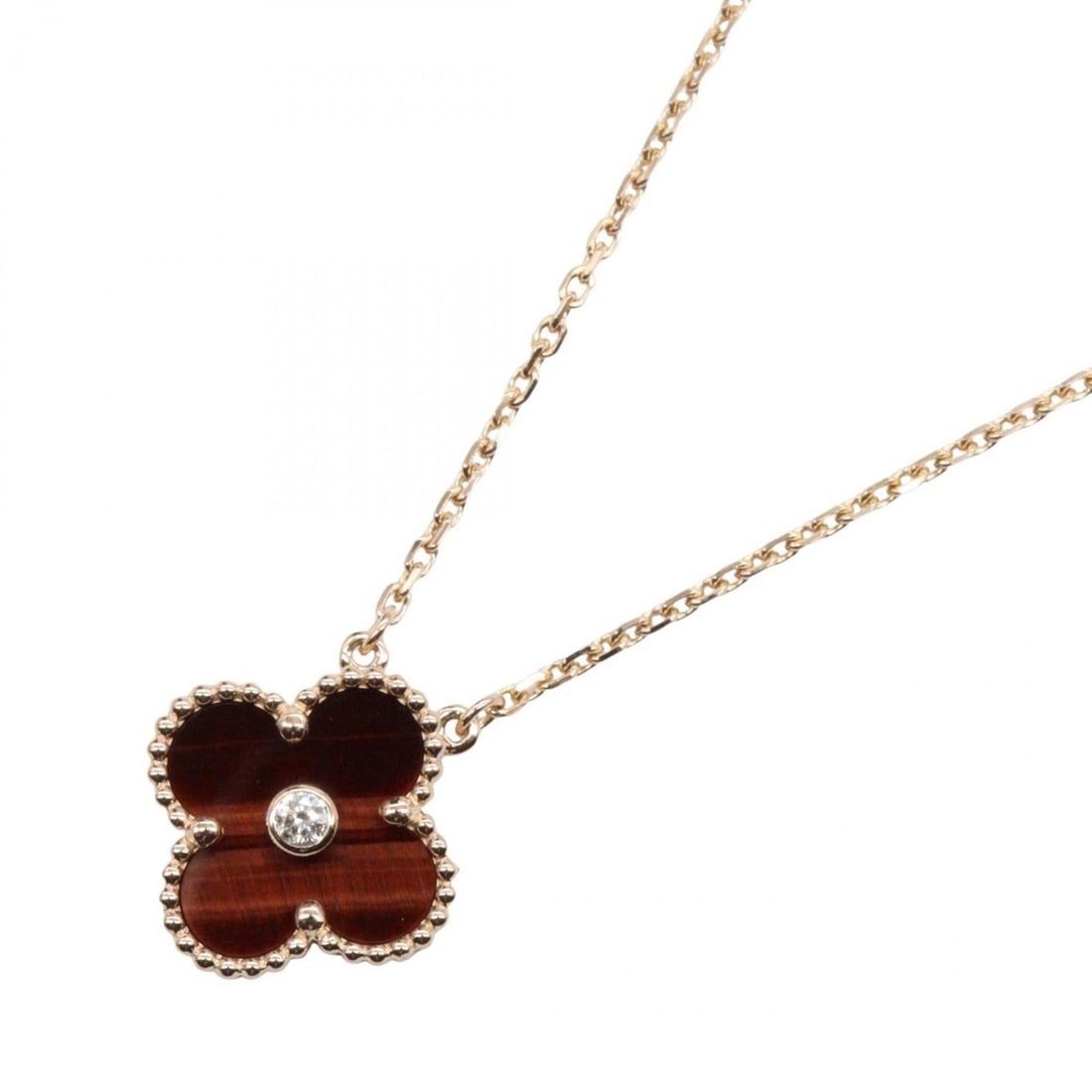 Van Cleef & Arpels Vintage Alhambra Bullseye 1PD Necklace, 18K Pink Gold with Diamonds, Women's,: --- Catalog ---Category: SizeNeck Circumference: 37.5 cm - 42 cm / 14.76'' - 16.53''Category: DesignColor: Brown, Clear, GoldGender: WomenMaterial: Pink gold (18K)Necklace Type: NecklaceCategory: Gene