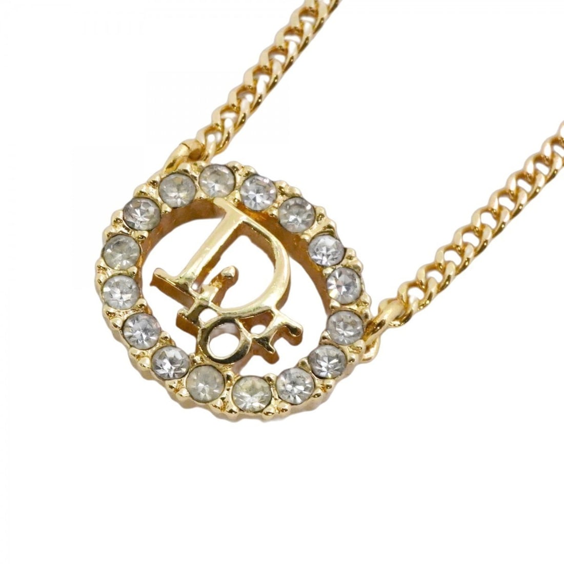 Christian Dior Oval Necklace with GP Plated Rhinestones in Gold for Women (1 of 10)