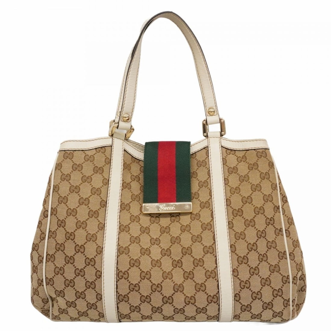 Gucci Tote Bag GG Canvas Sherry Line 233609 Beige White Champagne Women's: --- Catalog ---Category: SizeSize (HxWxD): 28cm x 35cm x 15cm / 11.02'' x 13.77'' x 5.9''Category: DesignType: Tote bagColor: Beige, WhiteGender: WomenMaterial: Canvas Hardware Color: Champagne goldCa
