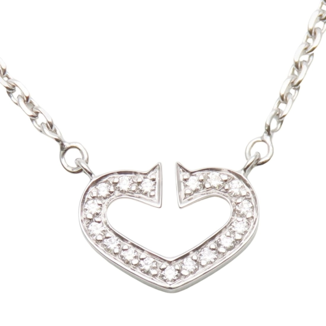 Cartier C Heart Necklace B7008300 K18WG Diamond Women's CARTIER: --- Catalog ---Category: SizePendant Size: 8.7mm x 12mm / 0.34'' x 0.47''Neck Circumference: 40 cm / 15.74''Category: DesignColor: White goldGender: WomenMaterial: White gold (18K)Necklace Type: Neckl