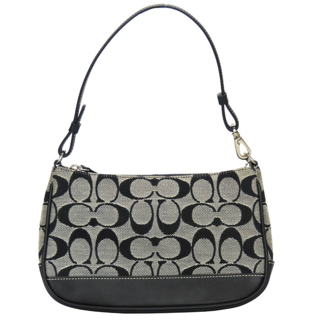 Coach Signature Pouch 60940 Canvas Leather Black and Grey Mini Handbag for Women: --- Catalog ---Category: SizeSize (HxWxD): 13cm x 21.5cm x 6cm / 5.11'' x 8.46'' x 2.36''Category: DesignType: Handbag, PouchColor: Black, GrayGender: WomenMaterial: Signature line , Canvas , Leather
