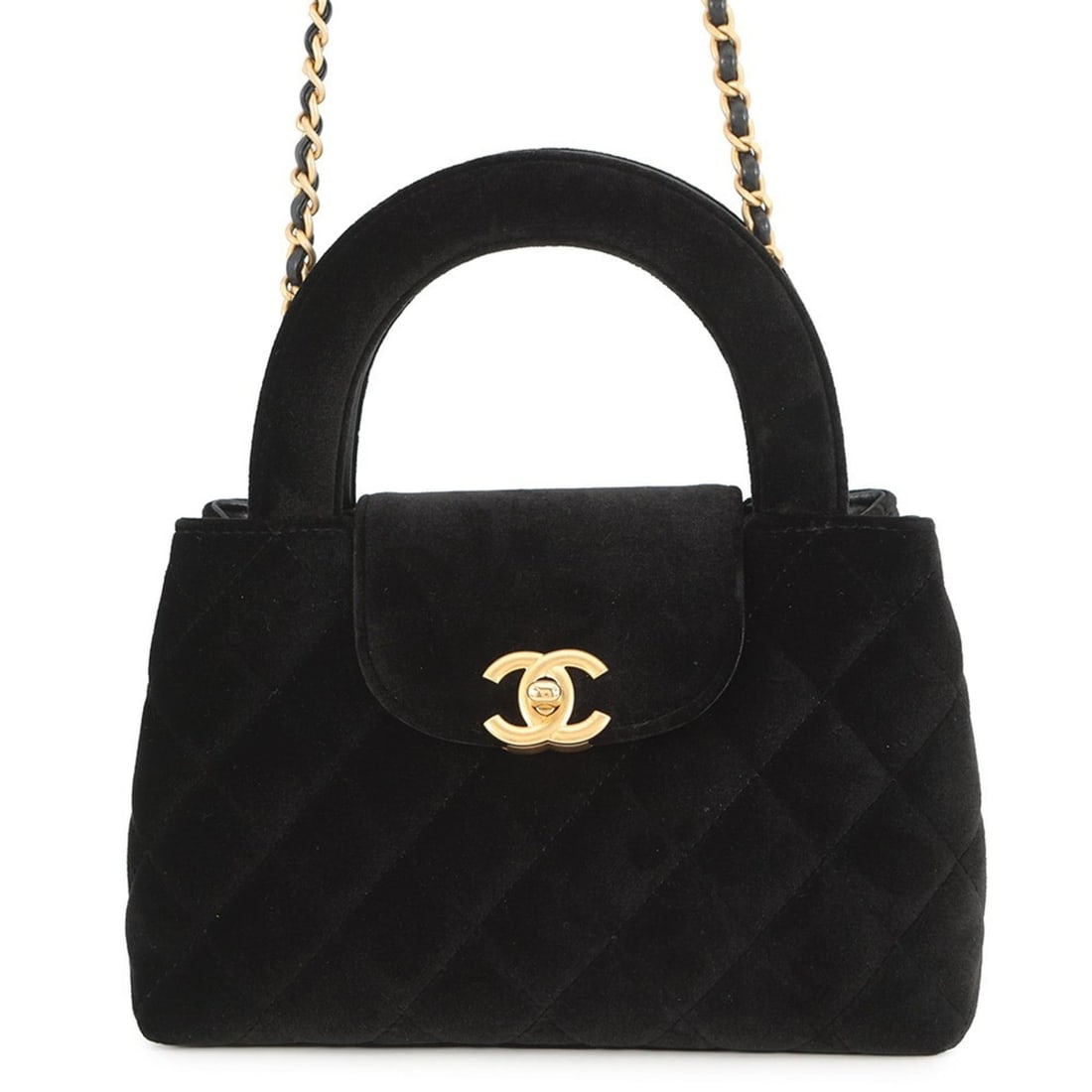 CHANEL Mini Matelasse Coco Mark Handbag, Velour/Leather, AS4416, 2-Way Shoulder Bag, Black (1 of 17)