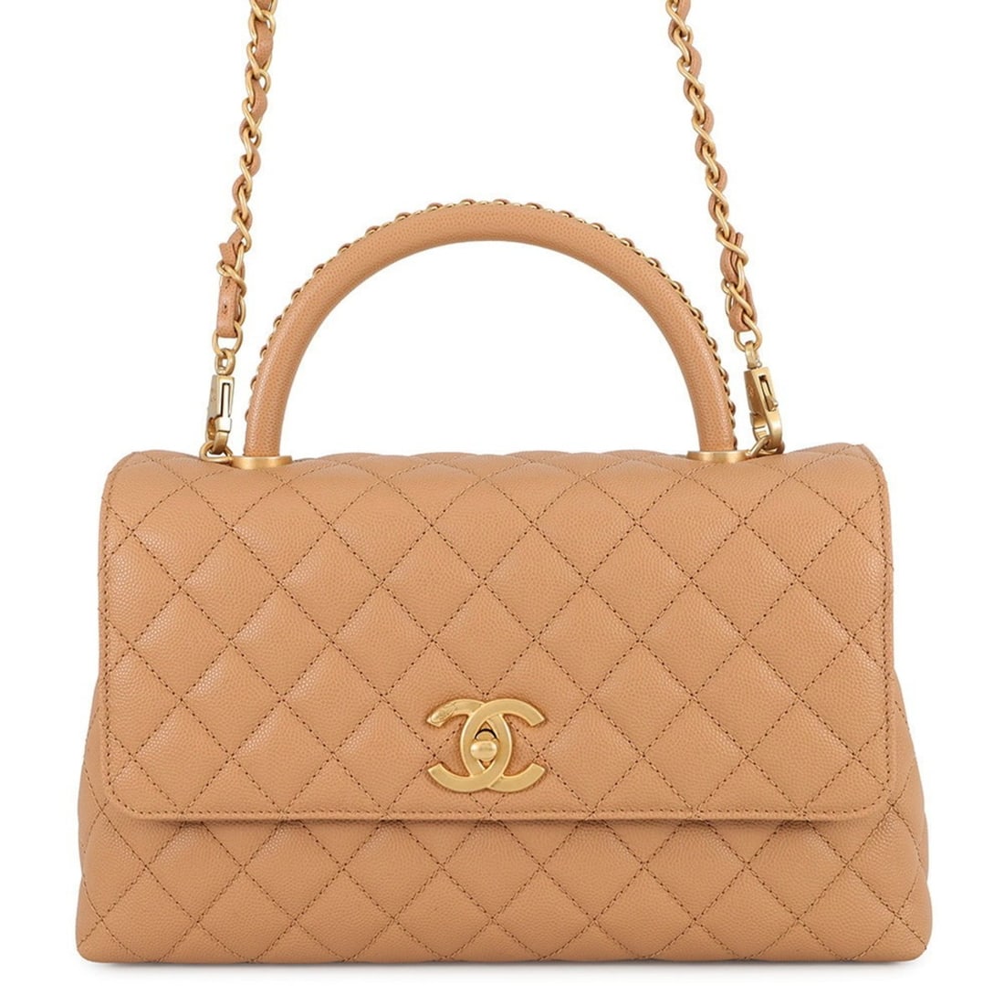 CHANEL Matelasse Handbag with Coco Mark and Handle, Caviar Leather, A92991, 2-Way Shoulder Bag (1 of 14)