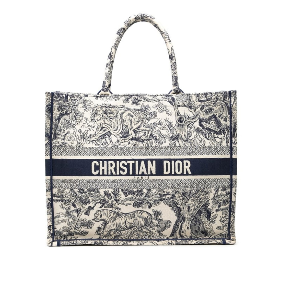Christian Dior Dior Book Tote Medium Toile de Jouy Reverse Embroidery Bag Navy Canvas Women's: --- Catalog ---Category: SizeSize (HxWxD): 34cm x 42cm x 17cm / 13.38'' x 16.53'' x 6.69''Category: DesignType: Tote bagColor: NavyGender: WomenMaterial: Canvas Category: GeneralBrand: Christian Dior-