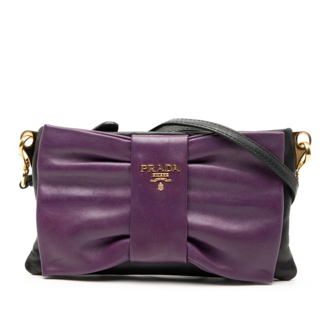 Prada Ribbon Crossbody Shoulder Bag Purple Black Leather Women's PRADA (1 of 10)