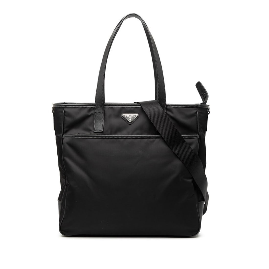 Prada Triangle Logo Plate Tote Bag/Shoulder Bag 2WAY 2VG032 Black Nylon Leather Men's PRADA (1 of 12)