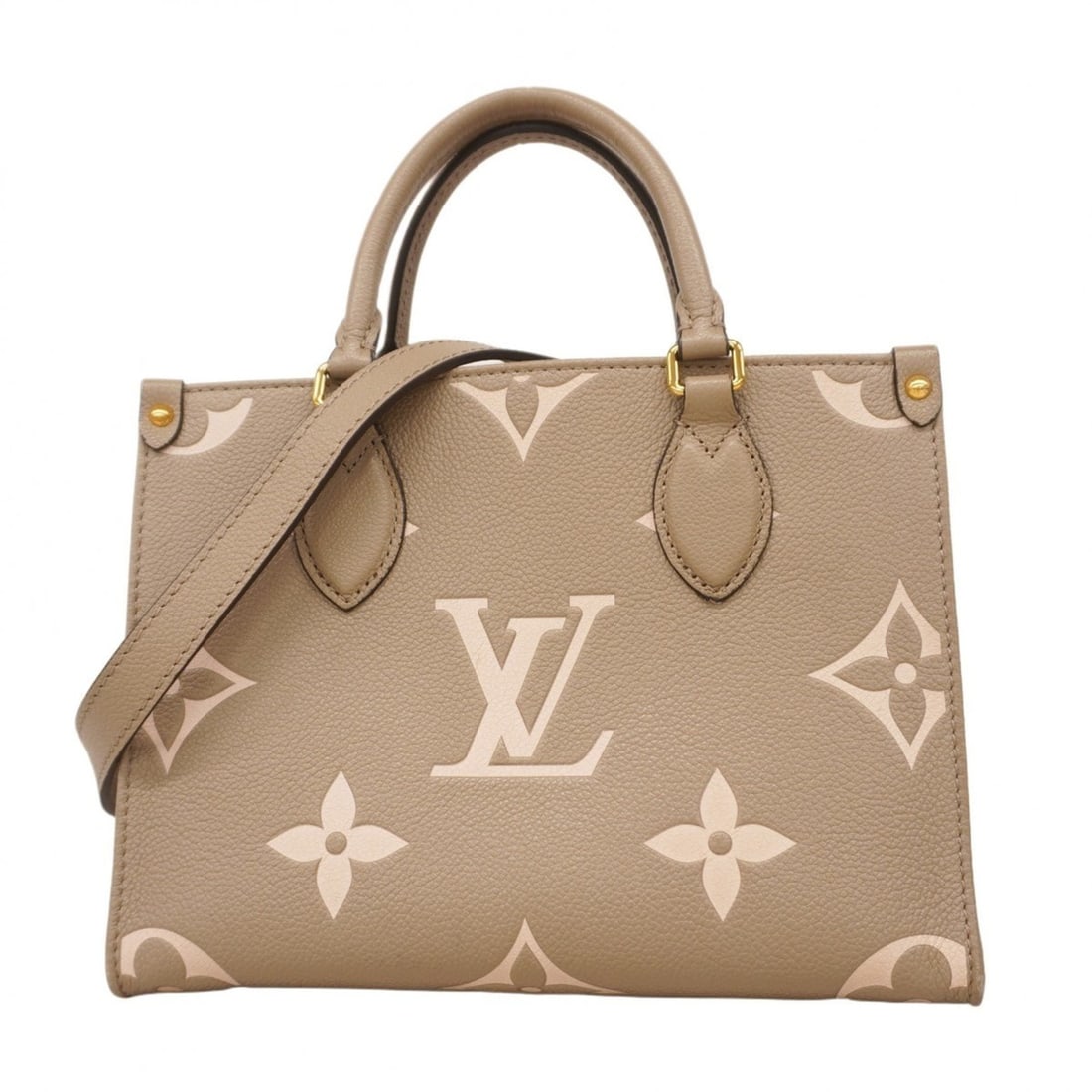 Louis Vuitton Monogram Empreinte Two-Tone On-the-Go PM Handbag M45779 Tourterelle Creme 2-Way Bag: --- Catalog ---Category: SizeSize (HxWxD): 20cm x 25cm x 11cm / 7.87'' x 9.84'' x 4.33''Category: DesignType: HandbagColor: Cream, TourterelleGender: WomenCategory: GeneralMPN: M45779Brand: Louis Vuit