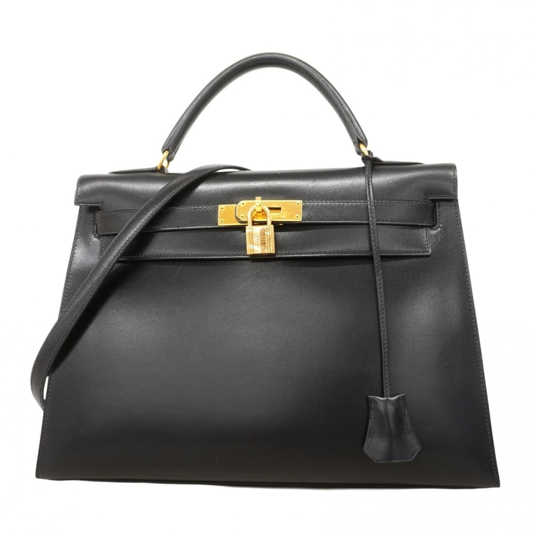 Hermes Hermès Kelly 32 Handbag, Box Calf Leather, Black, XX Stamped, 2-Way Bag for Women: --- Catalog ---Category: SizeSize (HxWxD): 24cm x 33cm x 12cm / 9.44'' x 12.99'' x 4.72''Category: DesignType: HandbagColor: BlackGender: WomenMaterial: Box calf leather Hardware Color: GoldCategory: