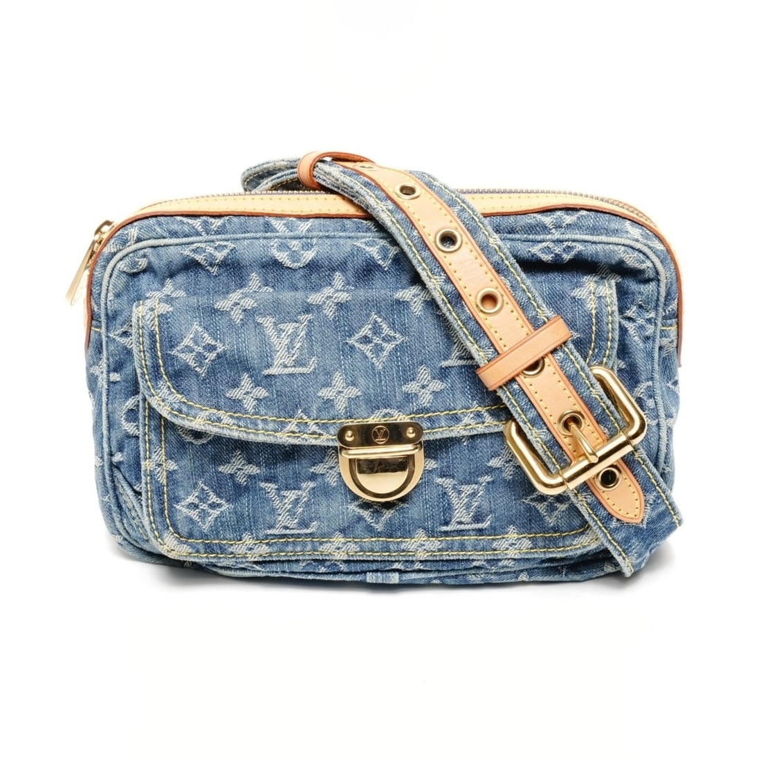 Louis Vuitton Denim Monogram Bum Bag, 2007, Blue: --- Catalog ---Category: SizeSize (HxWxD): 15cm x 23cm x 5.5cm / 5.9'' x 9.05'' x 2.16''Strap Length: 62cm - 80cm / 24.4'' - 31.49''Category: DesignType: Fanny packColor: BlueMaterial: Denim Category: