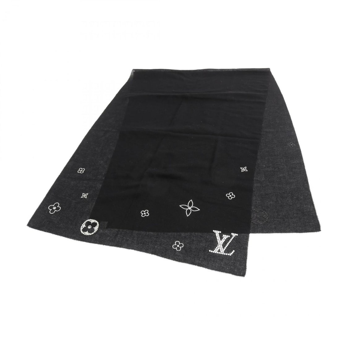 Louis Vuitton Etoile Monte Carlo Scarf/Shawl in Cashmere with Rhinestones, Black, Women's, M74268 (1 of 9)